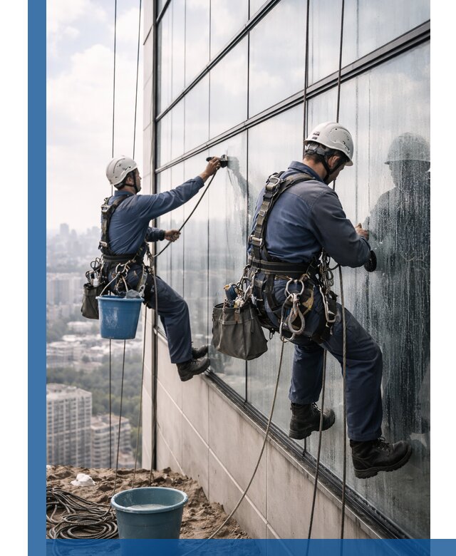 Профессиональная мойка фасадных окон альпинистами в Юрге