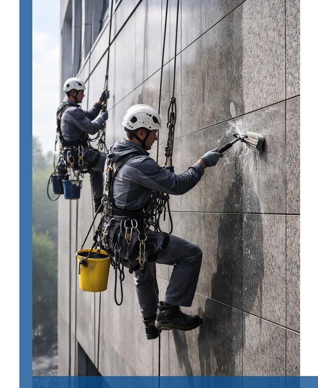 Профессиональная мойка фасада из керамогранита в Юрге