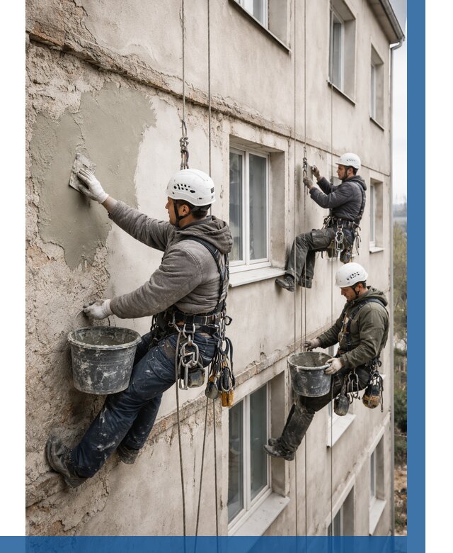 Ремонт штукатурного фасада в Юрге от 802 р. под ключ | ВЫСОТНИК-Юрг