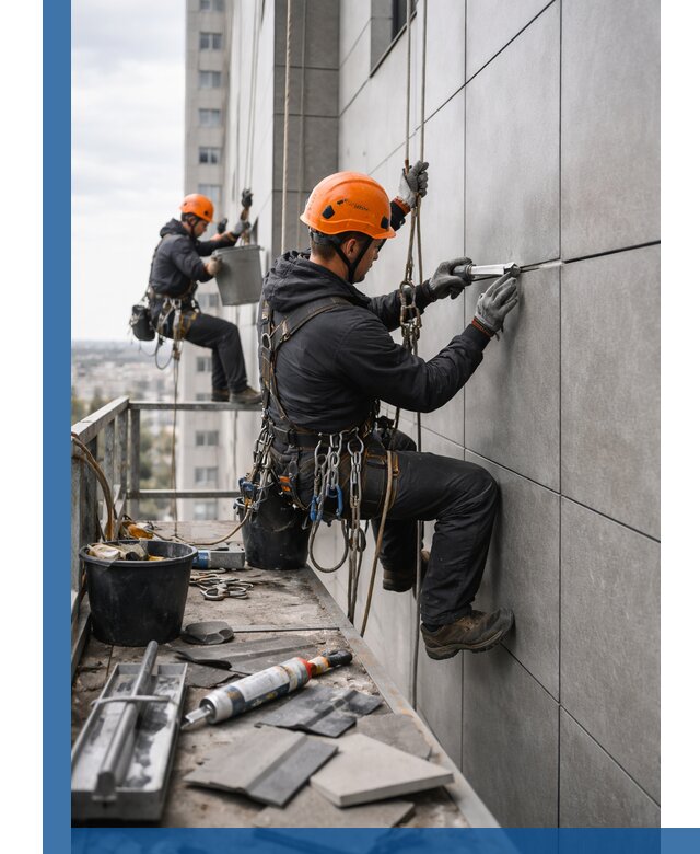 Профессиональный ремонт фасада из керамогранита в Юрге