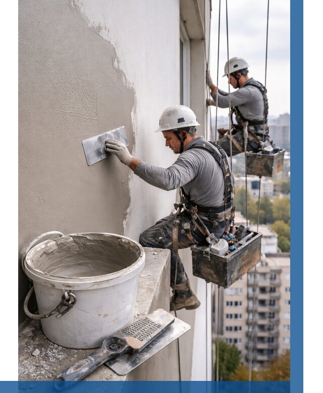 Шпаклевка фасада на высоте в Юрге от 749 р. | ВЫСОТНИК-Юрг