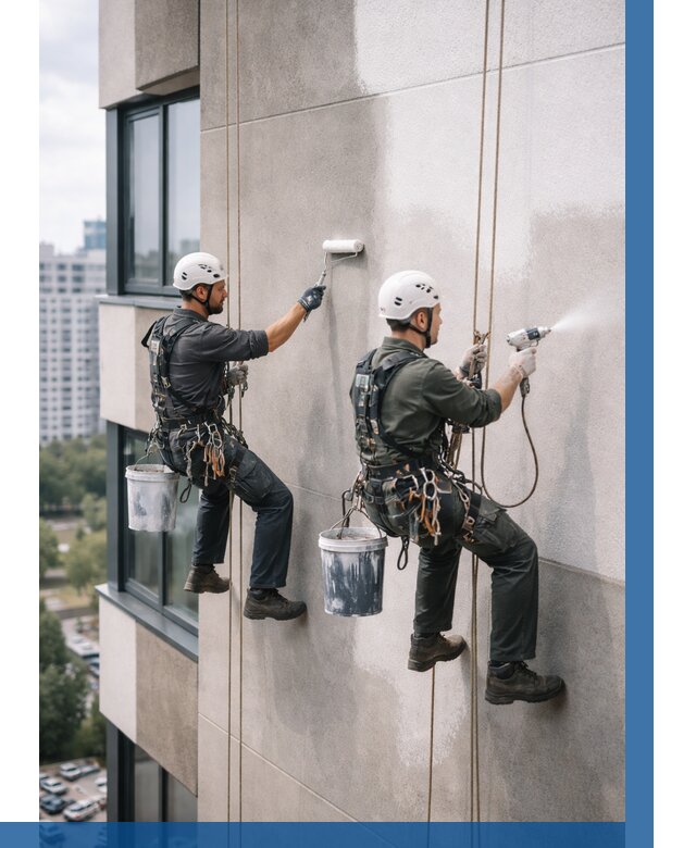 Покраска фасада альпинистами в Юрге от 321 р. | ВЫСОТНИК-Юрг