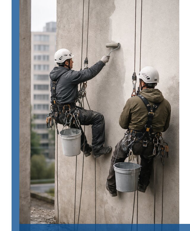 Покраска фасадов высотными альпинистами в Юрге с гарантией