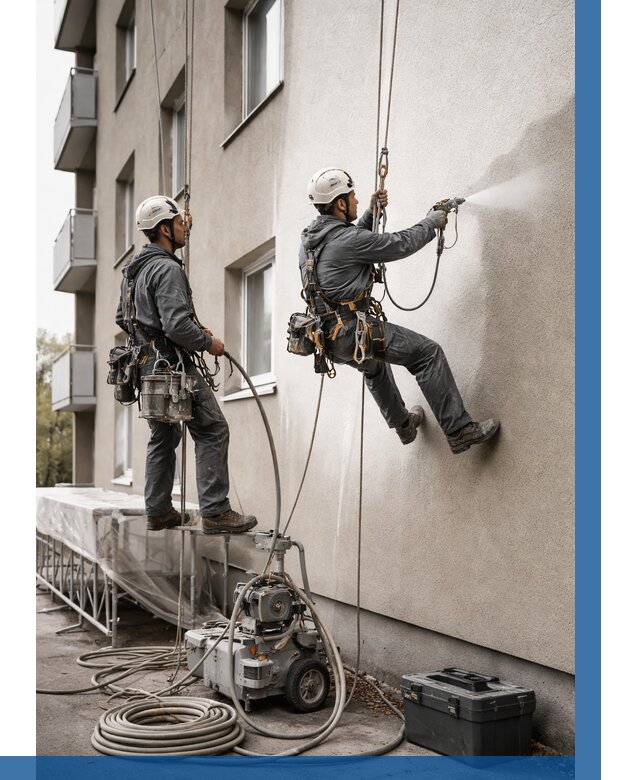 Безвоздушная покраска фасада в Юрге от 235 р/м² | ВЫСОТНИК-Юрг