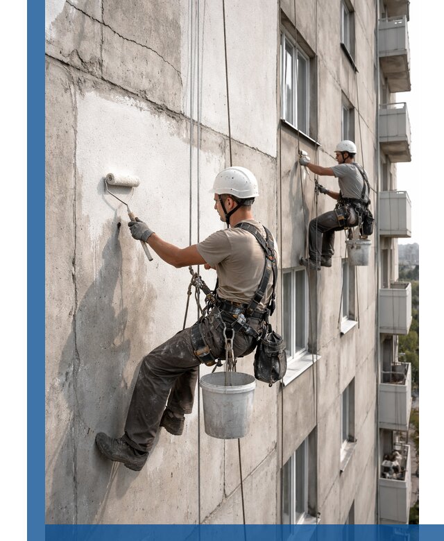 Покраска бетонного фасада в Юрге для жилых и промышленных объектов