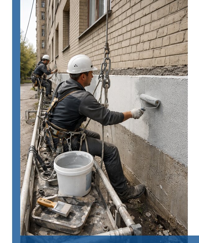 Окраска цоколя здания в Юрге профессионально и надежно