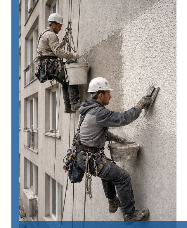 Нанесение декоративной штукатурки короед на фасад в Юрге