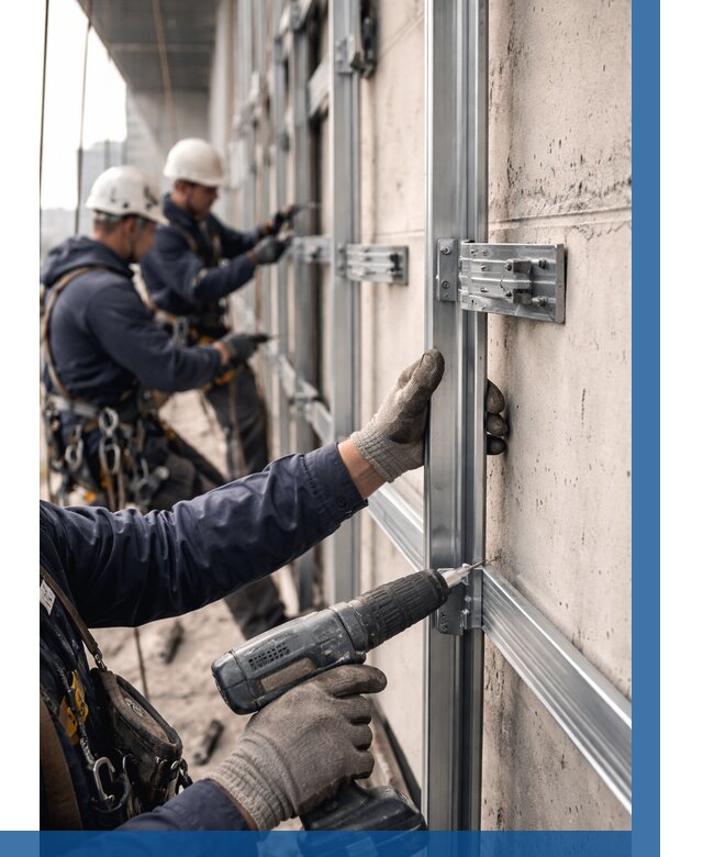 Монтаж подсистемы вентфасада в Юрге от 909 р. | ВЫСОТНИК-Юрг