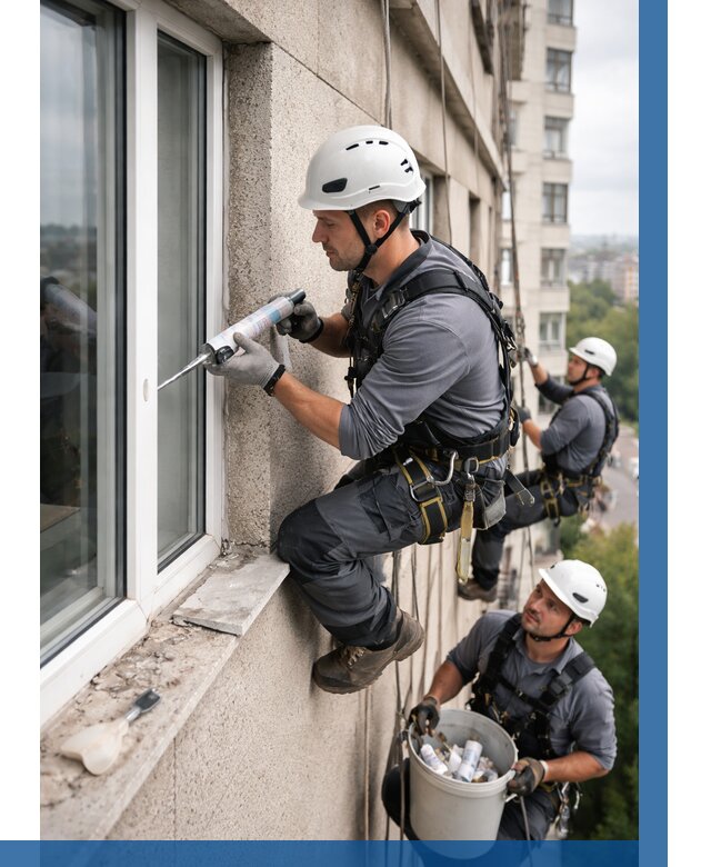 Герметизация оконных швов снаружи в Юрге от 1604 р. | ВЫСОТНИК-Юрг