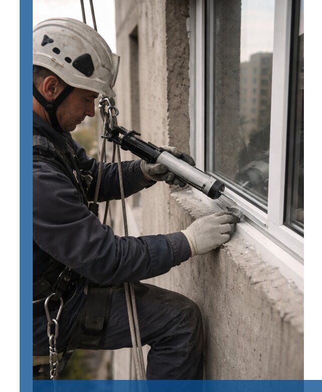 Герметизация оконных швов снаружи в Юрге профессионально