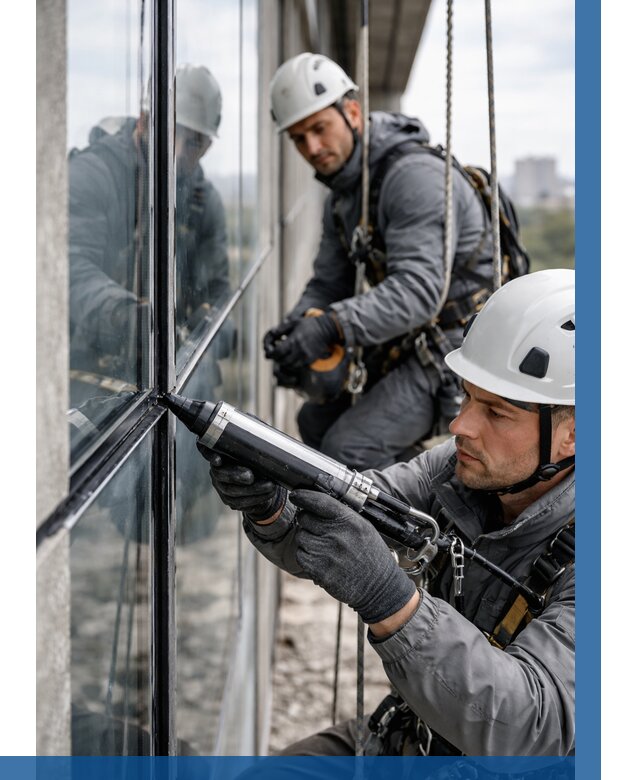 Герметизация витражных швов в Юрге от 695 р. | ВЫСОТНИК-Юрг