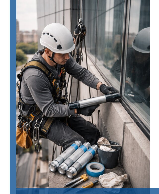 Герметизация стыков витража в Юрге для герметичных фасадов