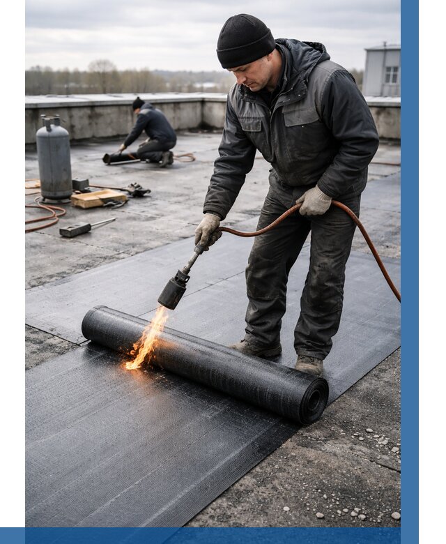 Ремонт наплавляемой кровли в Юрге от 749 р. | ВЫСОТНИК-Юрг