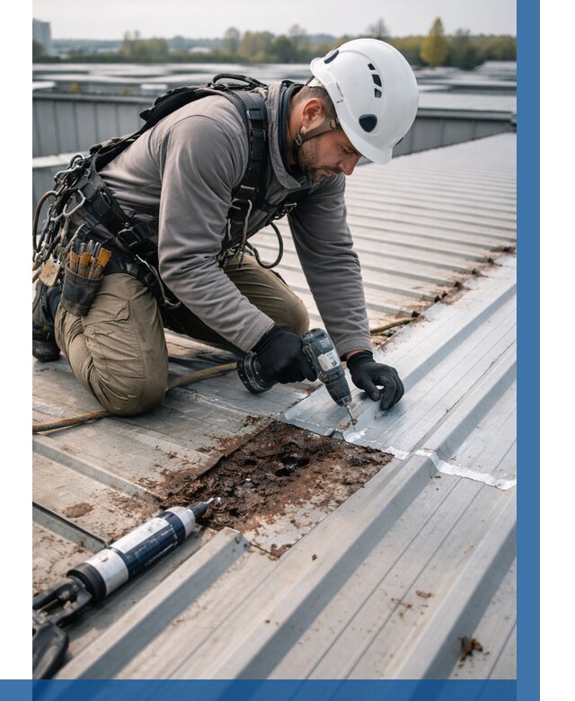 Ремонт профнастила на кровле в Юрге от 749 р. | ВЫСОТНИК-Юрг