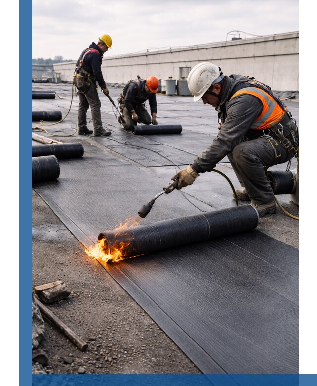 Монтаж наплавляемой кровли в Юрге профессионально