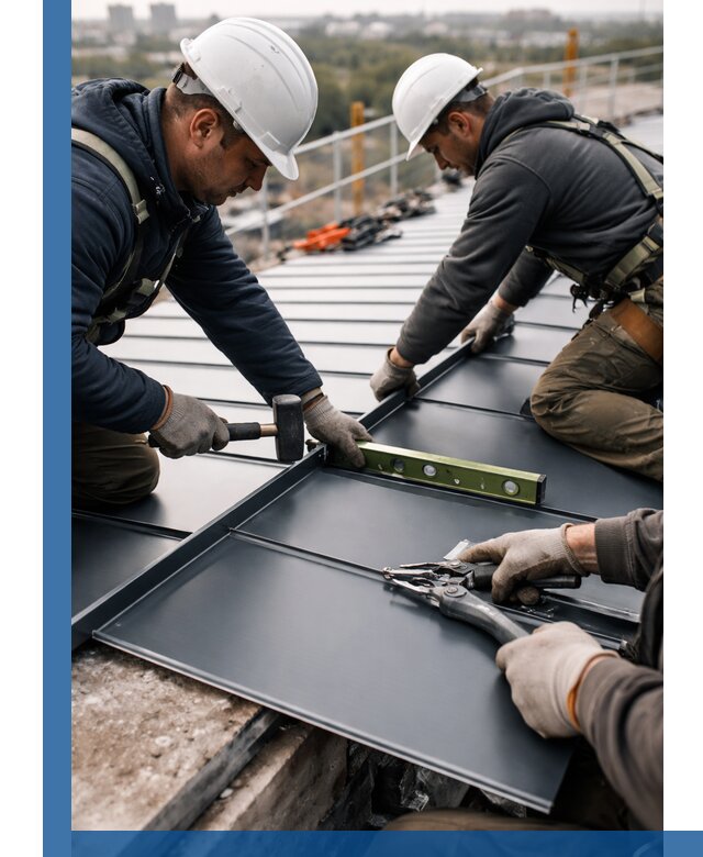 Монтаж фальцевой кровли в Юрге для промышленных зданий