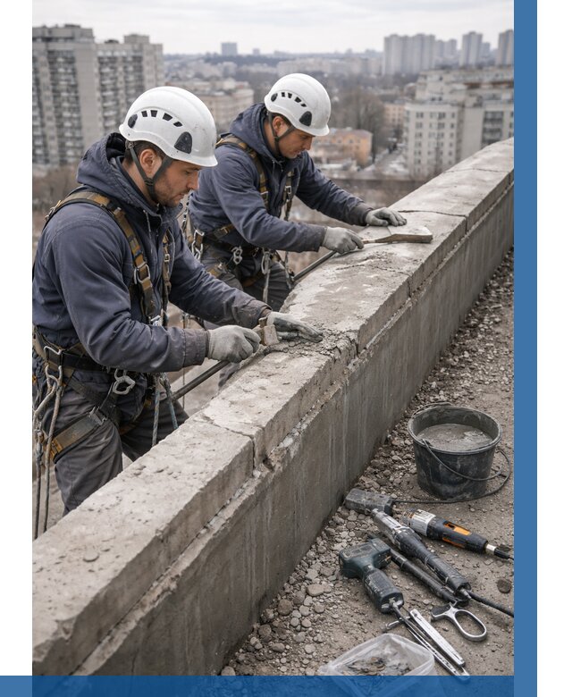 Ремонт парапета на кровле в Юрге от 1604 р. | ВЫСОТНИК-Юрг