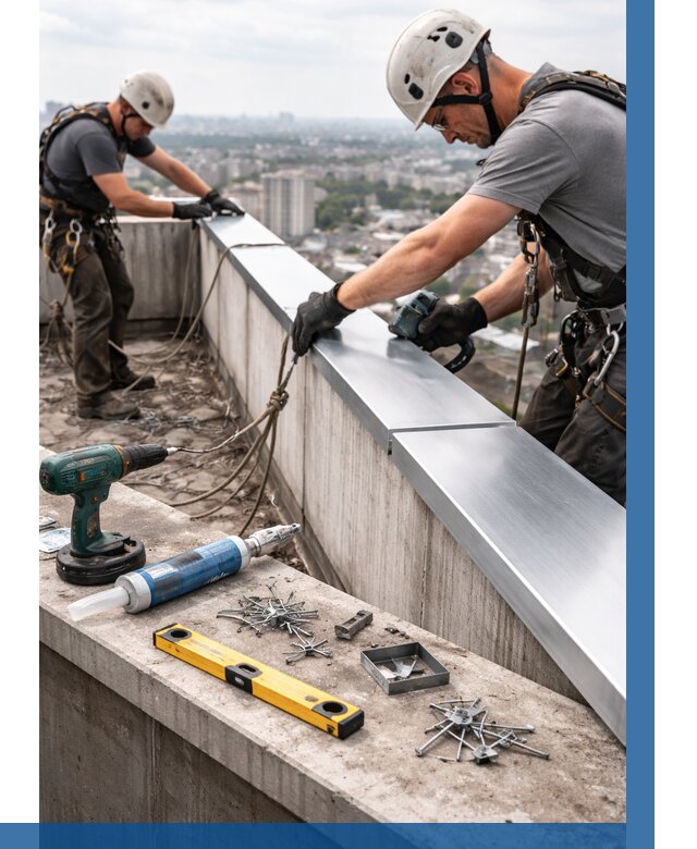 Монтаж парапетных крышек в Юрге от 856 р. | ВЫСОТНИК-Юрг