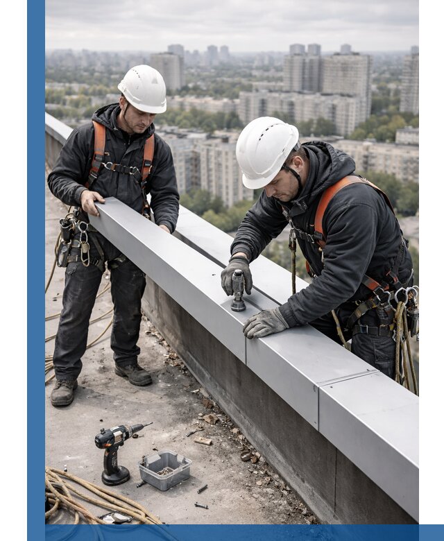 Монтаж парапетных крышек и ограждений кровли в Юрге