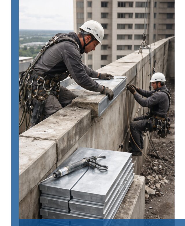 Замена парапетных крышек и установка новых в Юрге