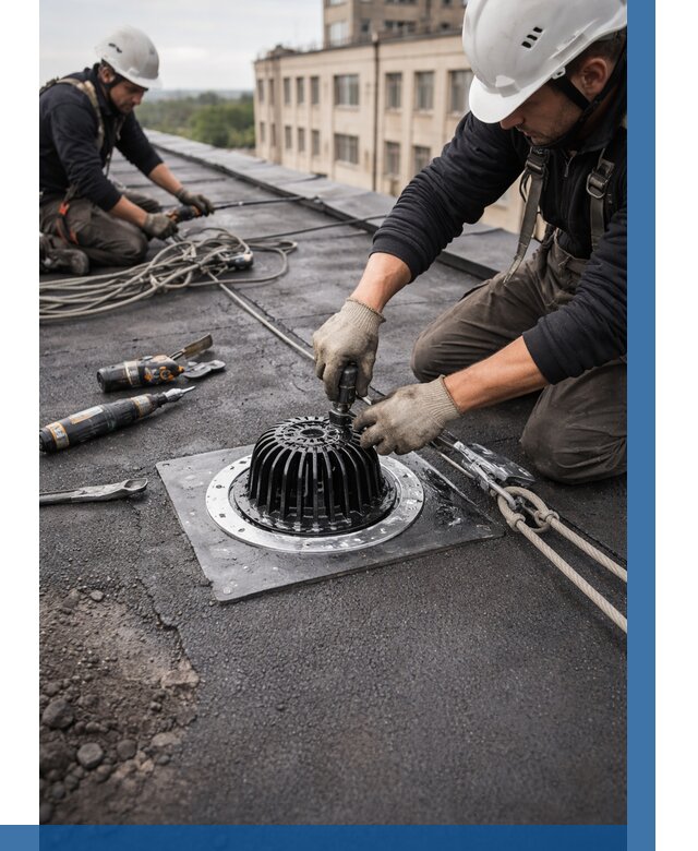 Установка водосточных воронок в Юрге цена от 3744 р. | ВЫСОТНИК-Юрг