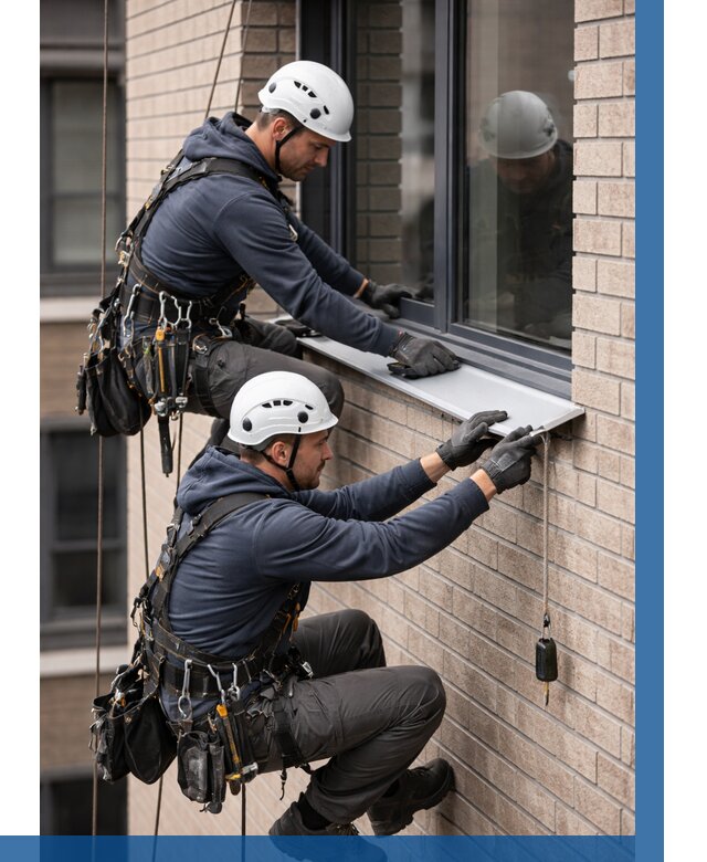 Монтаж оконных отливов под ключ в Юрге от 3744 р. | ВЫСОТНИК-Юрг