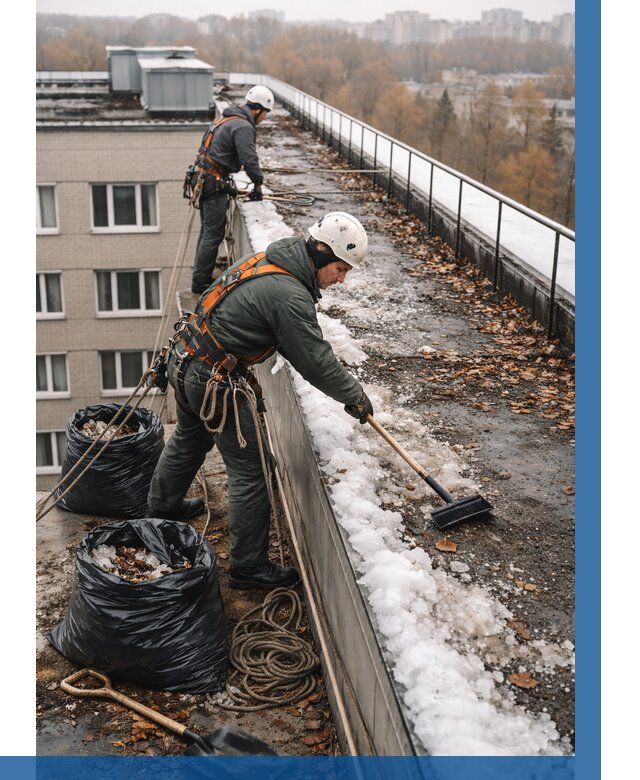 Очистка кровли по периметру в Юрге от 588 р. | ВЫСОТНИК-Юрг