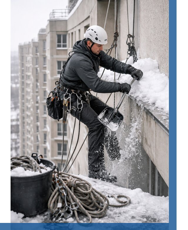 Очистка карнизов от снега в Юрге от 321 р. | ВЫСОТНИК-Юрг