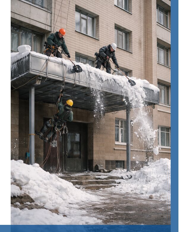 Очистка козырьков от снега в Юрге от 3744 р. | ВЫСОТНИК-Юрг