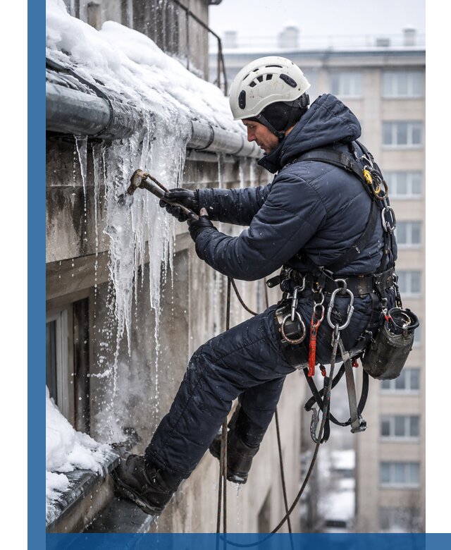 Удаление наледи и чистка водостоков в Юрге оперативно и безопасно
