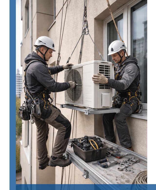 Перенос внешнего блока кондиционера в Юрге с монтажом и крепежом