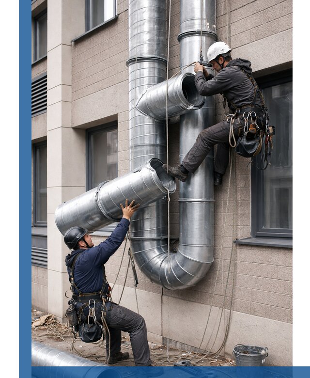 Монтаж фасадных воздуховодов в Юрге с герметизацией и крепежом