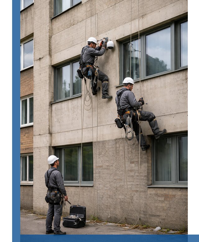 Монтаж фасадных камер видеонаблюдения в Юрге под ключ