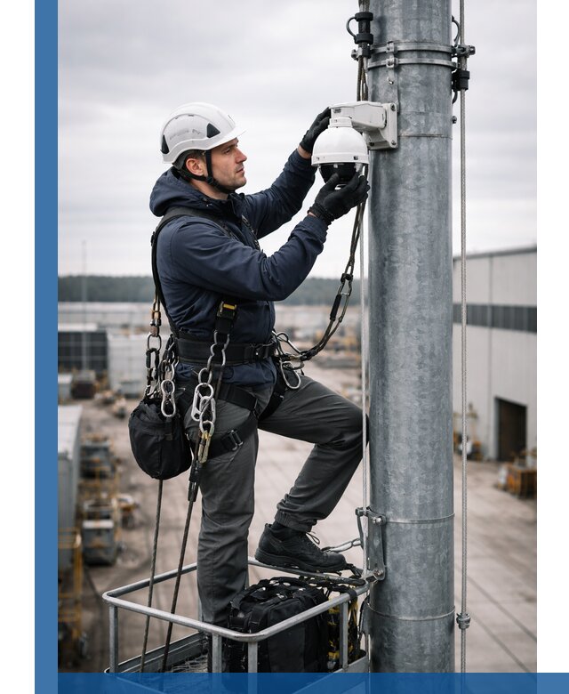 Профессиональная установка видеокамер на мачте в Юрге
