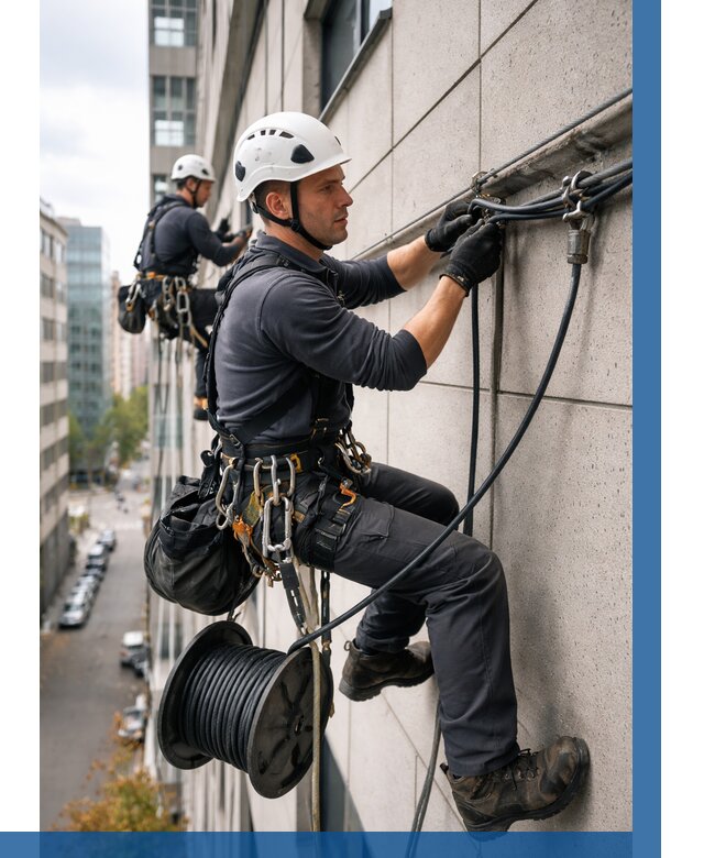 Прокладка кабеля по фасаду в Юрге от 374 р. | ВЫСОТНИК-Юрг