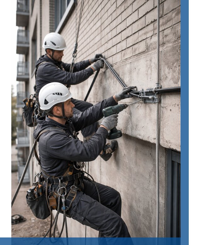 Крепление кабеля на фасаде в Юрге от 374 р. | ВЫСОТНИК-Юрг