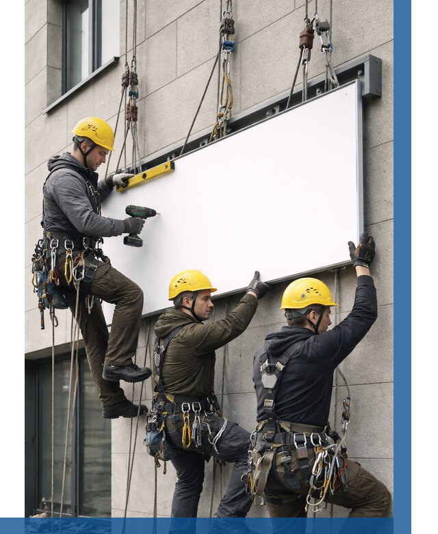 Монтаж рекламной вывески в Юрге от 8557 р. | ВЫСОТНИК-Юрг