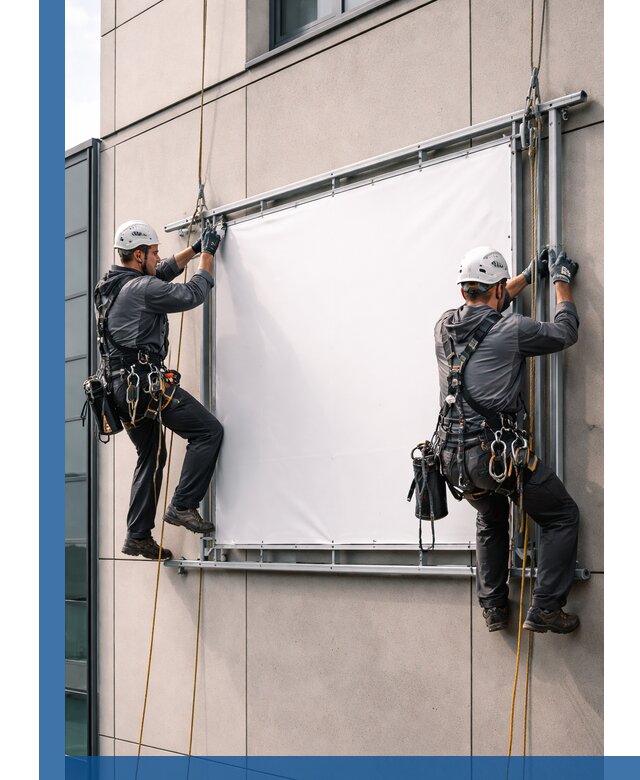 Монтаж наружной рекламной вывески в Юрге под ключ