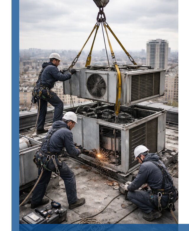 Демонтаж крышной установки в Юрге любой сложности