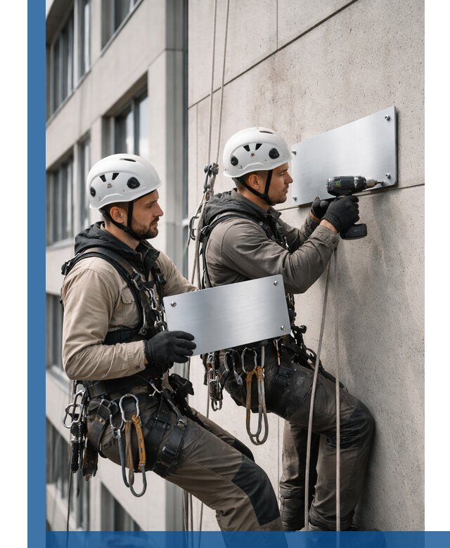 Монтаж табличек и указателей в Юрге для зданий и сооружений