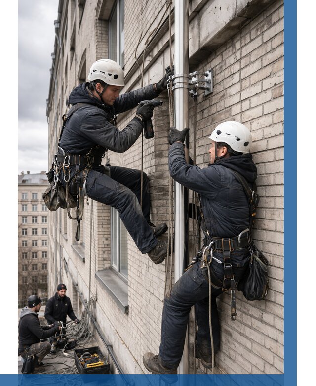 Монтаж флагштока на здании в Юрге от 6952 р. | ВЫСОТНИК-Юрг