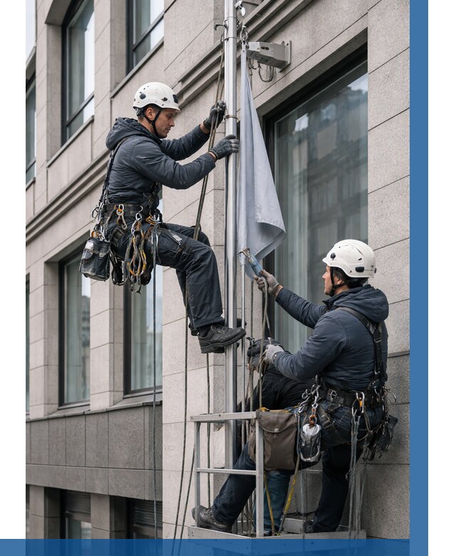 Установка флагов на фасаде в Юрге от 4813 р. | ВЫСОТНИК-Юрг