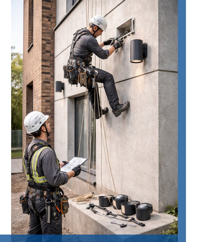 Монтаж фасадного освещения в Юрге от 2674 р. | ВЫСОТНИК-Юрг