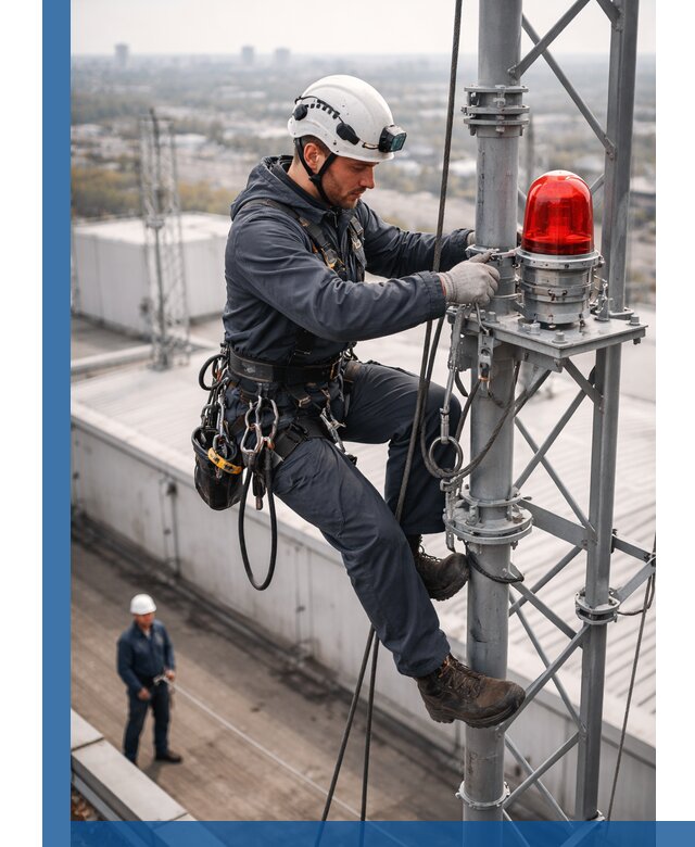 Монтаж заградительных огней и обслуживание объектов в Юрге