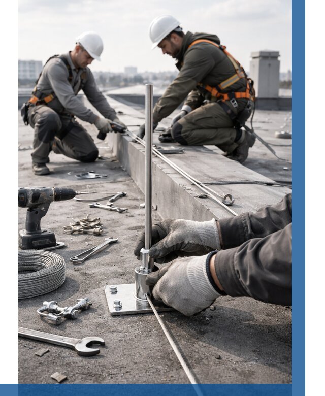 Монтаж молниезащиты на кровле в Юрге цена от 26740 р. | ВЫСОТНИК-Юрг