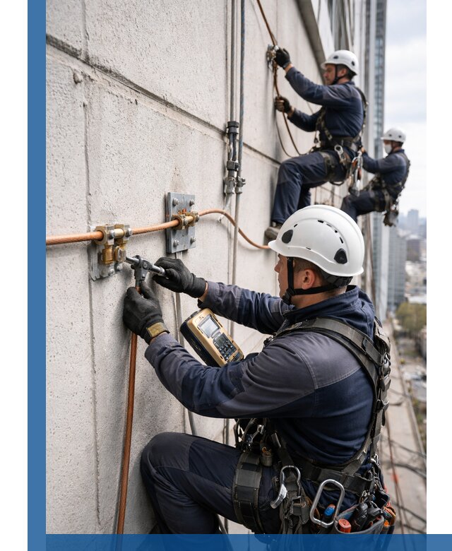 Монтаж системы заземления здания и молниезащиты в Юрге