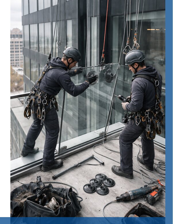 Монтаж стеклянных ограждений в Юрге от 2674 р. | ВЫСОТНИК-Юрг