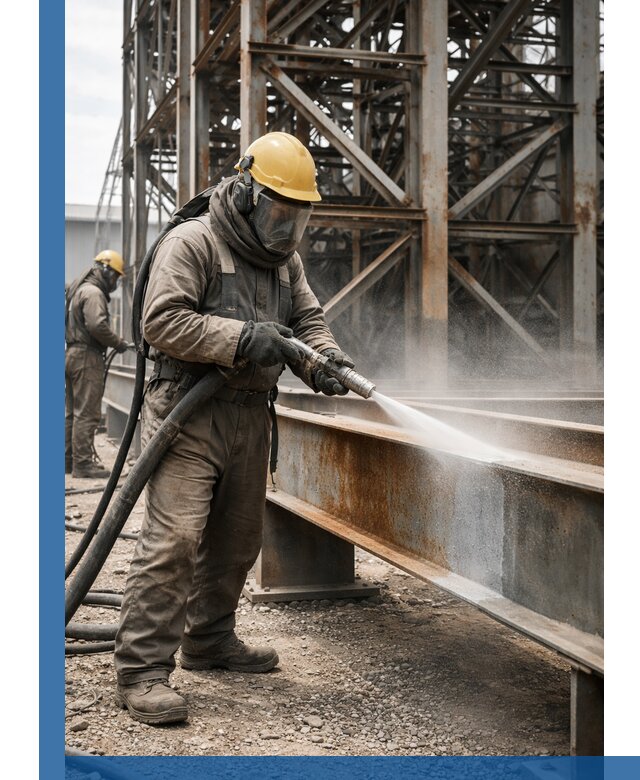 Пескоструйная очистка металлоконструкций в Юрге промышленная