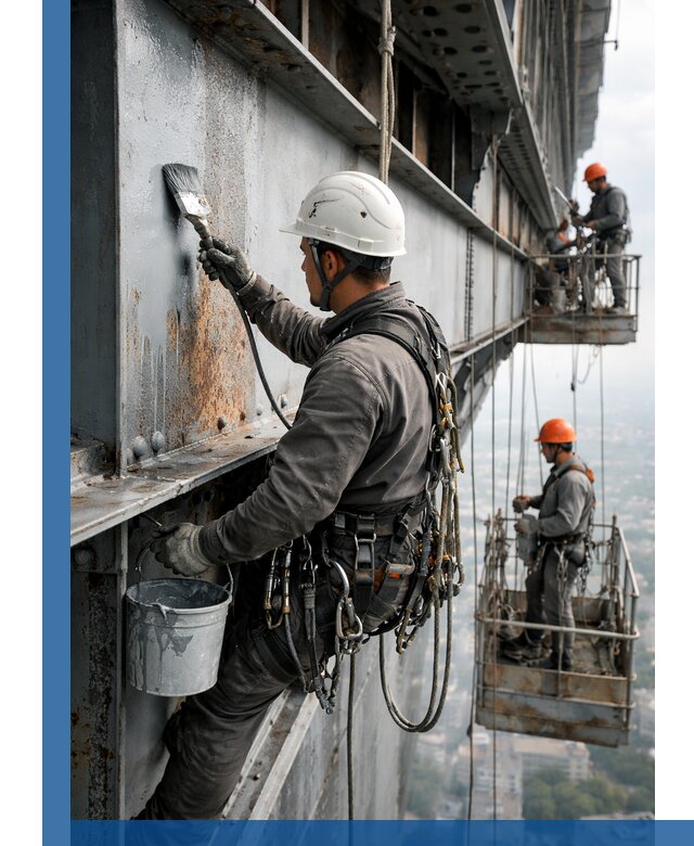 Покраска металлоконструкций на высоте в Юрге профессионально