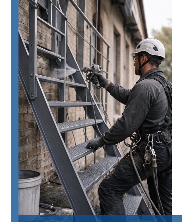 Покраска и антикоррозионная защита пожарных лестниц в Юрге